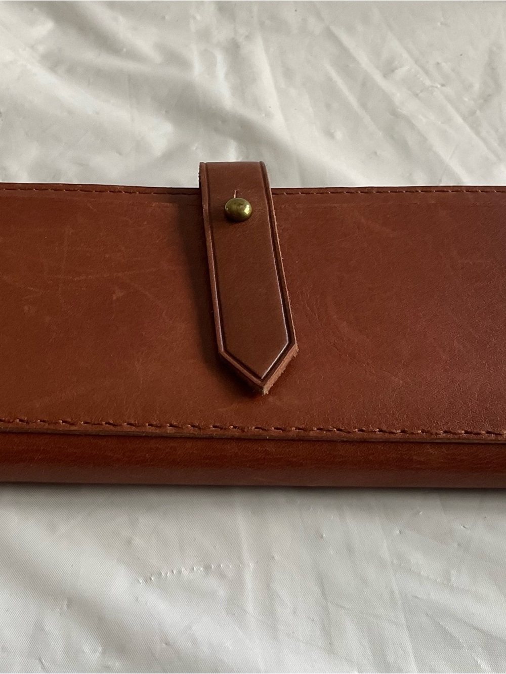 Madewell Tan Leather Post English Saddle Slim Bi-Fold Wallet